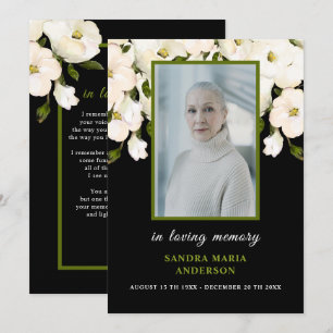 White Roses Black Foto Funeral Memorial Poem Card Bedankkaart