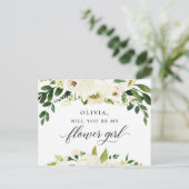 White Roses Bloemenmeisje proposal Kaart (Staand voorkant)