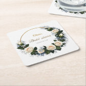 White Roses & Blue Baby’s Breath Kartonnen Onderzetters (Schuin)