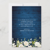 White Roses Blue Wood Lantern Foto Weddenschap Save The Date (Achterkant)