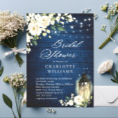 White Roses Blue Wood Lantern Vrijgezellenfeest Kaart