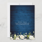 White Roses Blue Wood Lantern Waterverf Wedding Kaart (Achterkant)