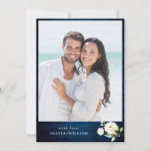 White Roses Blue Wood Lantern Waterverf Wedding Kaart (Achterkant)