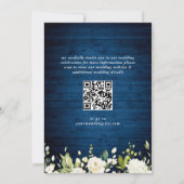 White Roses Blue Wood Lantern Wedding QR code Kaart (Achterkant)
