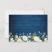 White Roses Blue Wood Lantern Wedding RSVP Kaartje (Achterkant)