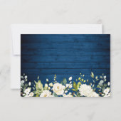 White Roses Blue Wood Lantern Wedding RSVP Kaartje (Achterkant)