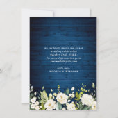 White Roses Blue Wood Lantern Wedding Save The Date (Achterkant)