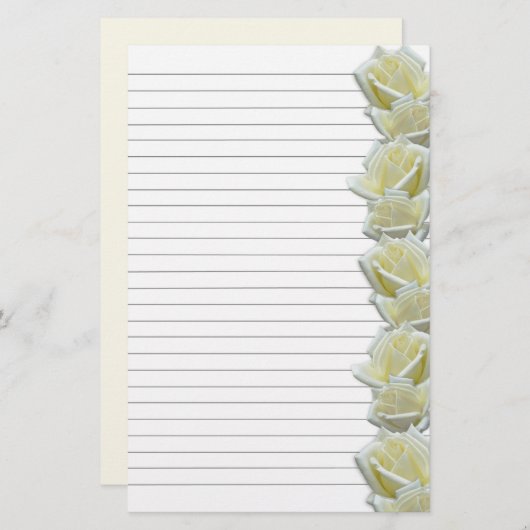 White Roses Border 1 Lined Writing Paper Briefpapier (Voorkant / Achterkant)