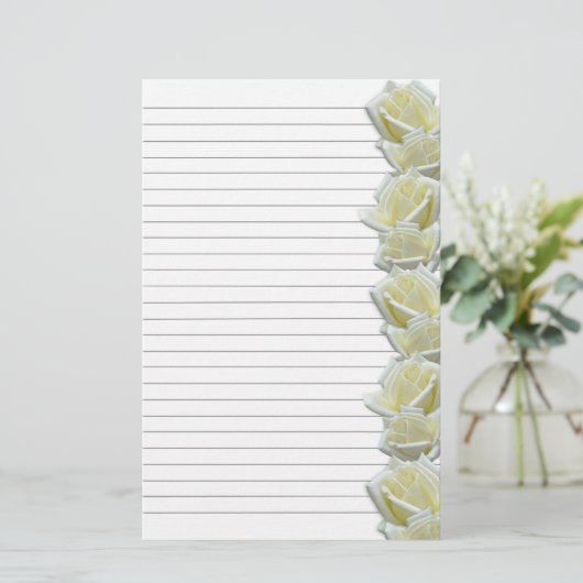 White Roses Border 1 Lined Writing Paper Briefpapier (Staand voorkant)