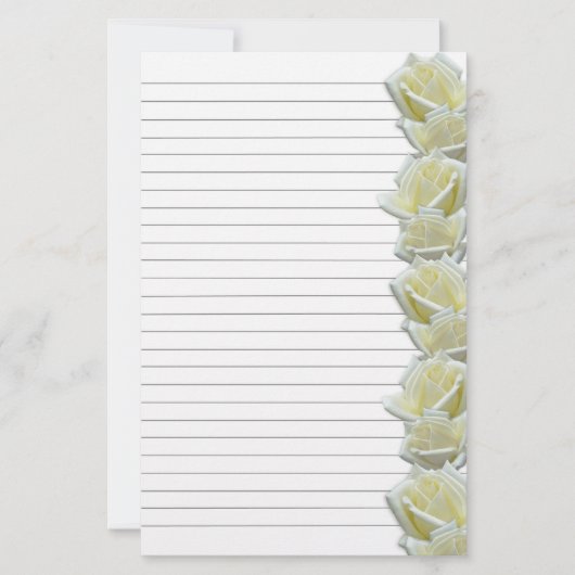 White Roses Border 1 Lined Writing Paper Briefpapier (Voorkant)
