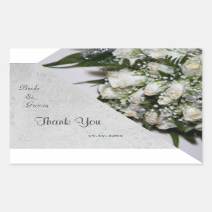 White Roses Bouquet Wedding Dank je Sticker