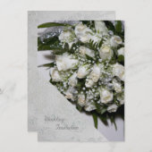 White Roses Bouquet Wedding Invitation Kaart (Voorkant / Achterkant)