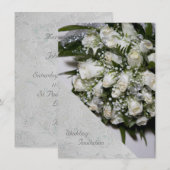 White Roses Bouquet Wedding Invitation Kaart (Voorkant / Achterkant)