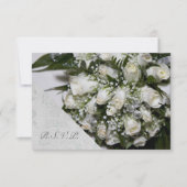 White Roses Bouquet Wedding RSVP (Voorkant)