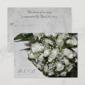 White Roses Bouquet Wedding RSVP Kaartje (Voorkant / Achterkant)
