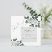 White Roses Bridal Shower Invitation Kaart (Staand voorkant)