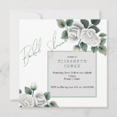 White Roses Bridal Shower Invitation Kaart (Voorkant)