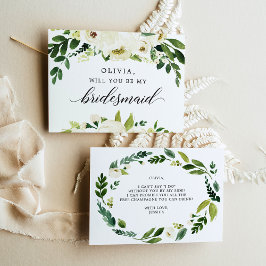 White Roses Bridesmaid proposal Kaart