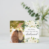 White Roses Bridesmaid proposal Kaart met foto (Staand voorkant)