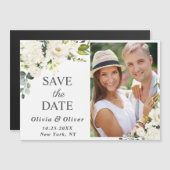 White Roses Bruiloft Bewaar de datum Magnetische K (Voorkant / Achterkant)