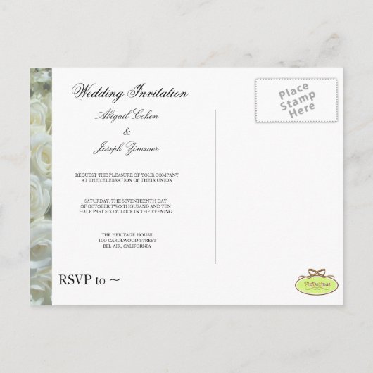 White Roses bruiloft uitnodiging Briefkaarten (Achterkant)