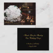 White Roses & Candlelight Trouwtafel Plaatskaart Plaatskaartje (Voorkant / Achterkant)