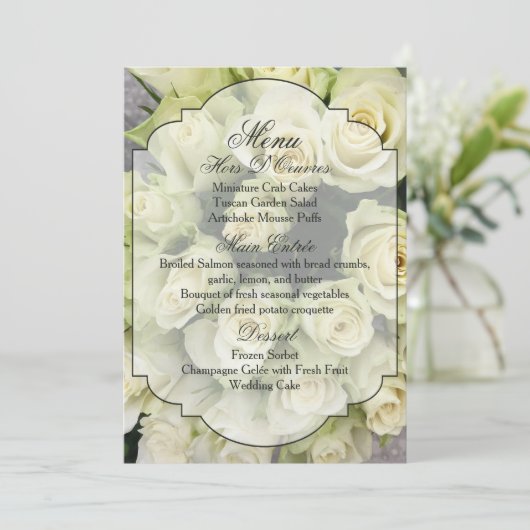 White Roses Champagne Blush Wedding Suite Menu (Staand voorkant)