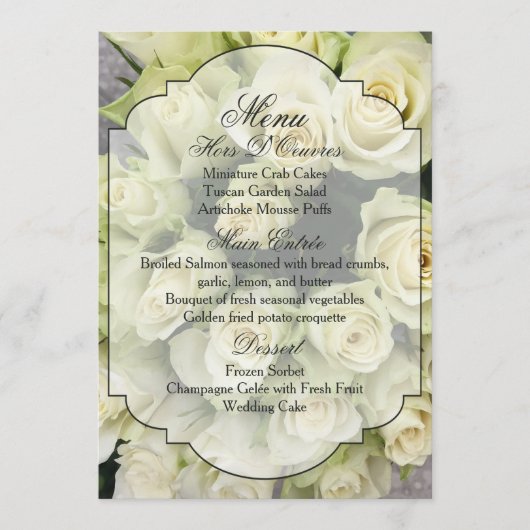 White Roses Champagne Blush Wedding Suite Menu (Voorkant)