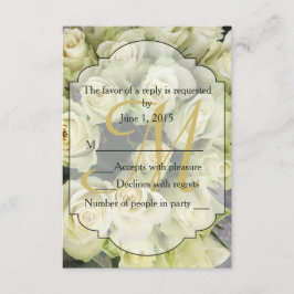 White Roses Champagne Blush Wedding Suite RSVP Kaartje