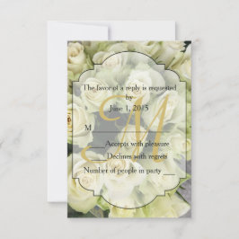 White Roses Champagne Blush Wedding Suite RSVP Kaartje