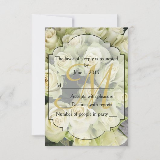 White Roses Champagne Blush Wedding Suite RSVP Kaartje (Voorkant)