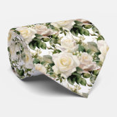 White Roses Classic Formal Floral Stropdas (Opgerold)