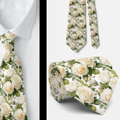 White Roses Classic Formal Floral Stropdas