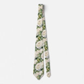 White Roses Classic Formal Floral Stropdas (Voorkant)