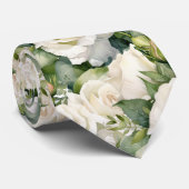 White Roses Classic Formal Floral Stropdas (Opgerold)