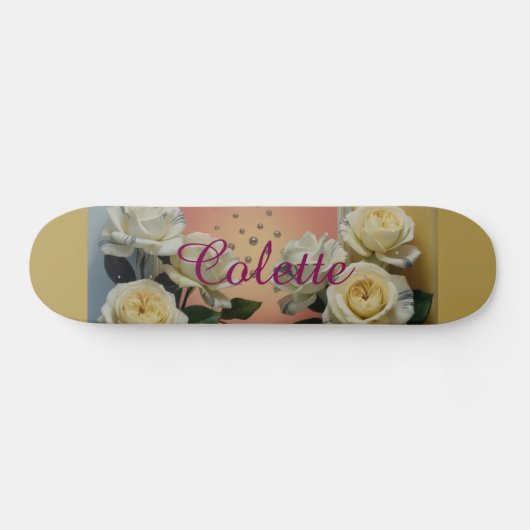 White Roses Colette Gold Skateboard (Horizontaal)