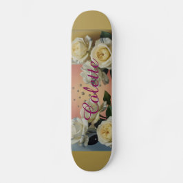 White Roses Colette Gold Skateboard