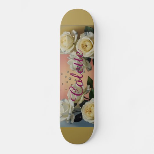 White Roses Colette Gold Skateboard (Voorkant)