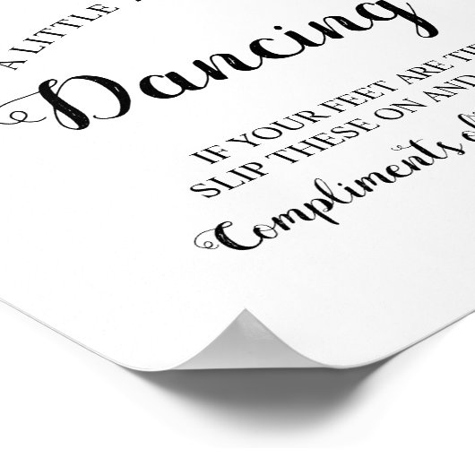 White Roses Dancing Feet Teenslippers Weddenschap Poster (Hoek)