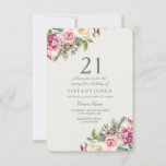 White Roses Elegant 21st Birthday Party Invite Kaart<br><div class="desc">White Roses Elegant 21st Birthday Party nodigt prachtige elegante florale waterverf uit Volledig  / gepersonaliseerd</div>