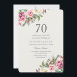 White Roses Elegant 70th Birthday Party Invite Kaart<br><div class="desc">White Roses Womans 70th Birthday Party nodigt prachtige elegante florale waterverf uit Volledig  / gepersonaliseerd</div>