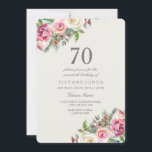 White Roses Elegant 70th Birthday Party Invite Kaart<br><div class="desc">White Roses Womans 70th Birthday Party nodigt prachtige elegante florale waterverf uit Volledig  / gepersonaliseerd</div>