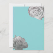 White Roses Elegant Floral Turquoise Blue Wedding Kaart (Achterkant)