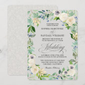 White Roses Elegant Floral Wedding Invitation Kaart (Voorkant / Achterkant)