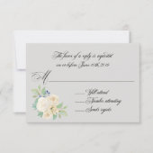 White Roses Elegant Floral Wedding RSVP Kaartje (Voorkant)