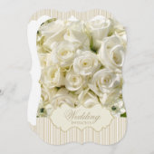 White Roses Elegant Wedding Invitation Kaart (Voorkant / Achterkant)