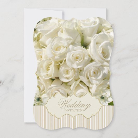 White Roses Elegant Wedding Invitation Kaart (Voorkant)
