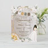 White Roses Elegant Western Charro Quinceanera Inv Kaart (Staand voorkant)
