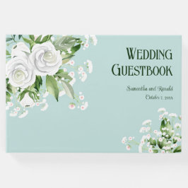 White Roses en Baby's Breath op Bleke Blauwe Bruil Gastenboek