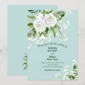 White Roses en Baby's Breath op Bleke Blauwe Bruil Kaart (Voorkant / Achterkant)